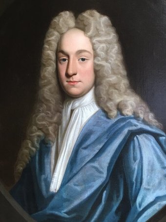 Portrait of a Gentleman in a Blue Robe, ca. 1695, attributed to John Closterman (1660-1711)  Nick Cox, Period Portraits, London and North Yorkshire,  SOLD 